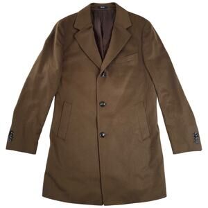Boggi Milano 100% Cashmere Brown Overcoat Luxury Single Breasted - EU 50 US 40